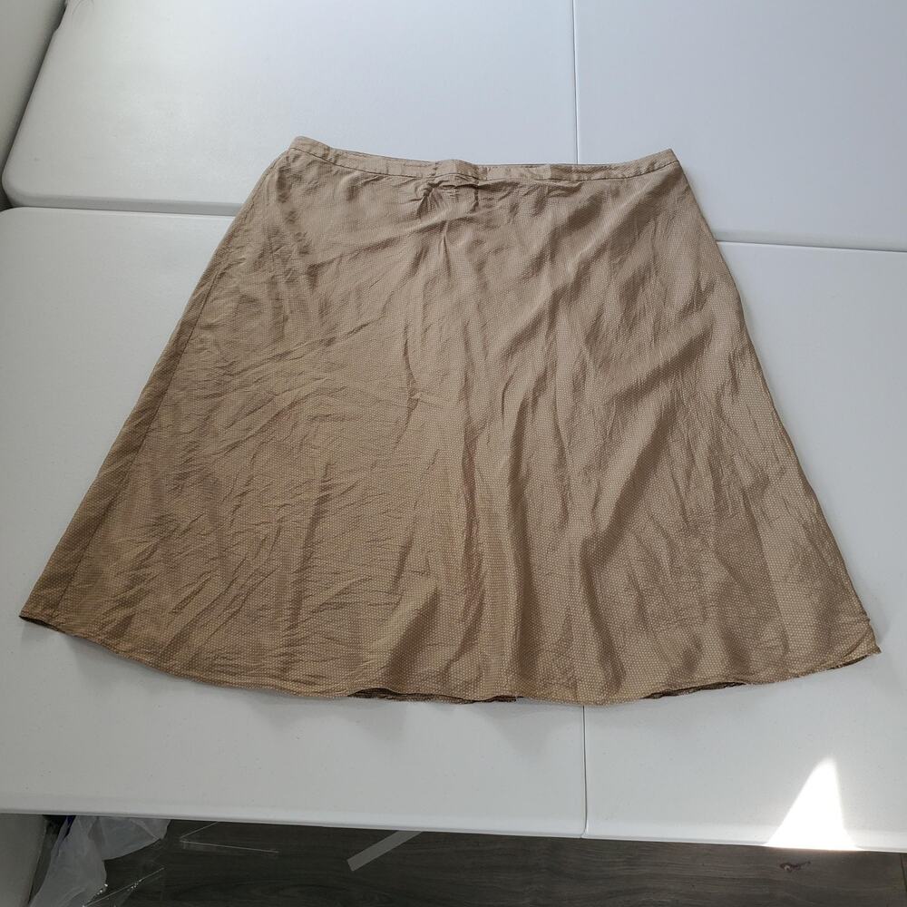 Kate Hill Skirt Womens 22W Brown Polka Dot Silk A Line Lined Business Classic